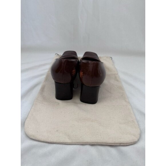 Gucci Shoes Vintage Brown Square Toe Leather Pump Size 7.5 - Picture 7 of 10